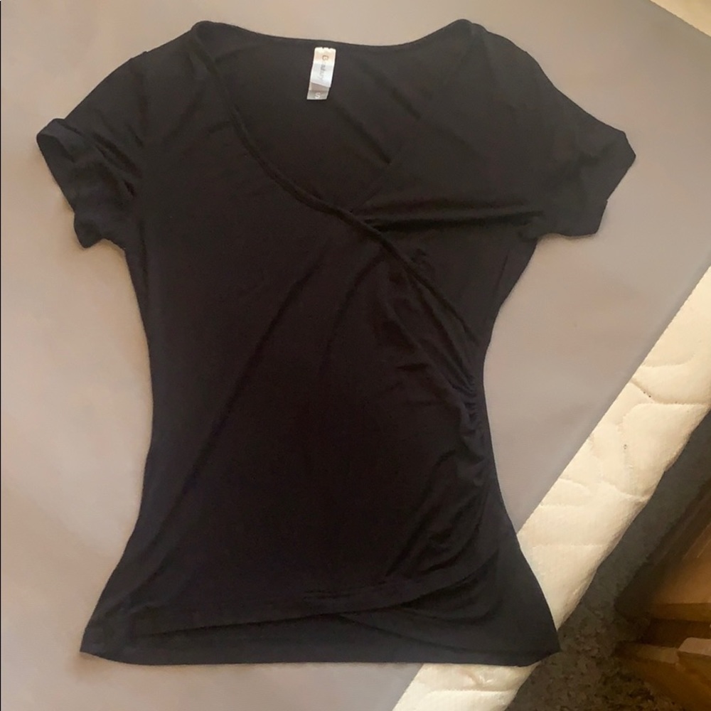 Black crossover dress shirt